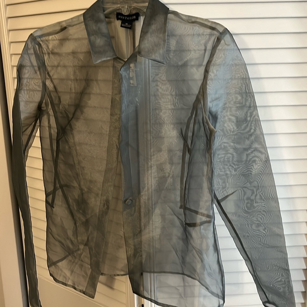 NWT Ann Taylor sheer shimmery 1 button blazer type evening wear cover SZ M